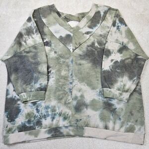 The Sweatshirt Project Tie Dye V Neck Cross Back Sweatshirt Plus‎ 3X Oversized